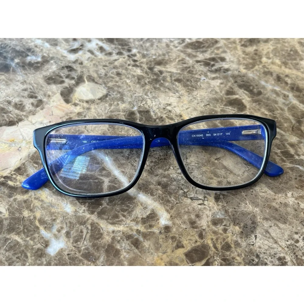Men Calvin Klein CK18540 003 Blue/Black Square Designated Eyeglasses 54-17-145